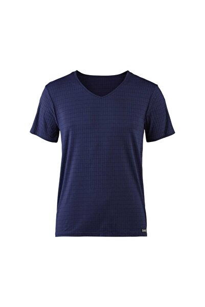 Bruno Banani Herren T-Shirt - Oberteil, Shirt, Check Line 2.0, Polyamid, V-Ne...