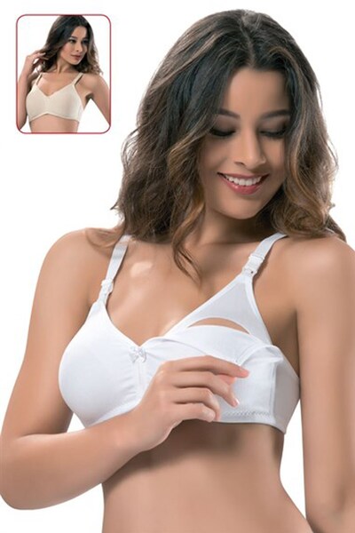 Emay 116 كوتون حمالة صدر للحوامل باللون الأبيض