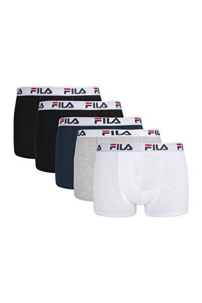 FILA Herren Boxer Şort, 5'li Paket - Logobund, Urban, Pamuklu Streç, einfarbig