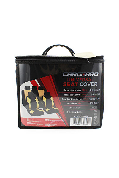 Carguarg Huse Auto Universale Carguard Elegance, 5 Locuri, Material Textil, Airbag OK, Negru-Bej, 9 Piese