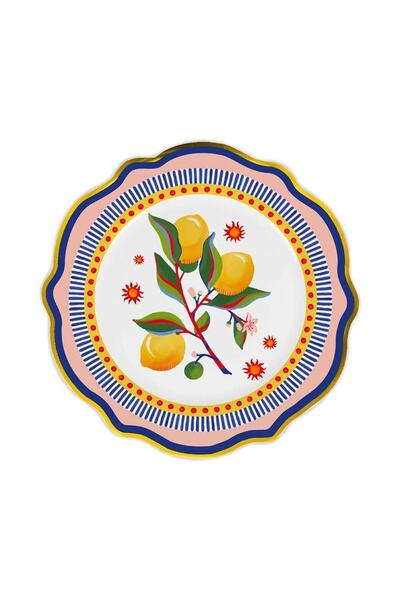 Baci Milano Dolce Vita Lemon Patterned Dinner Plate 27 cm