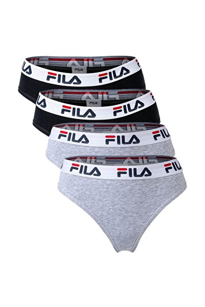 FILA Damen Slip - 4er Pack Briefs, Logo-Bund, Cotton Stretch, einfarbig