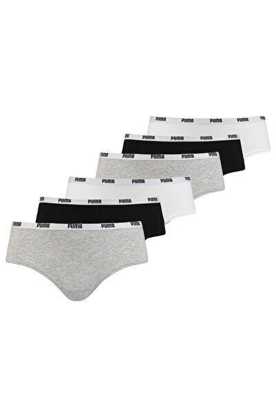 Puma Damen Iconic Hipster, 6er Pack – Soft Cotton Stretch, ECOM