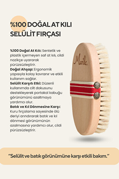 MAR'LE %100 Doğal At Kılı Selülit Fırçası (SAKLAMA KESESİ HEDİYELİ)