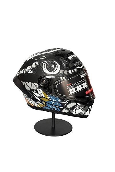 WOSEN Ws-602 Güneş Gözlüklü Full Face Kask (Şeffaf Vizörlü) MATT BLACK W5 (602)