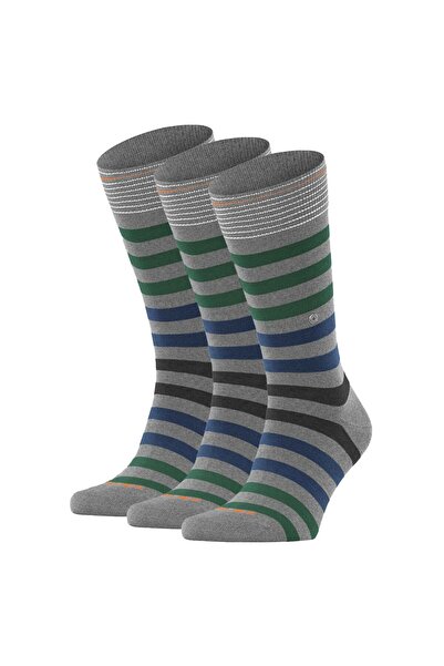 Burlington Herren Socken 3er Pack - Blackpool, Baumwolle, Streifen, Logo, One...