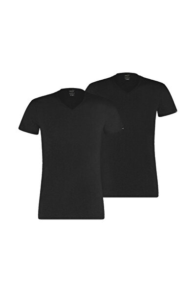 Puma Herren T-Shirt, 2er Pack - Basic V-Neck, V-Ausschnitt, Kurzarm, uni