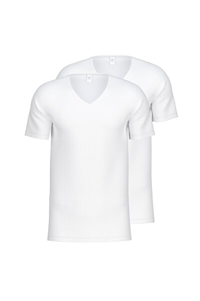 Calida Herren T-Shirt, 2er Pack - Natural Benefit, V-Ausschnitt, Single Jersey