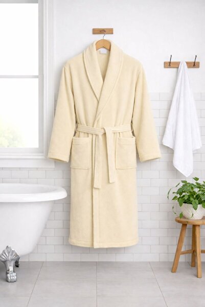 Ellia Soft Halat de baie pentru bărbați din bumbac Alex Bamboo, bej