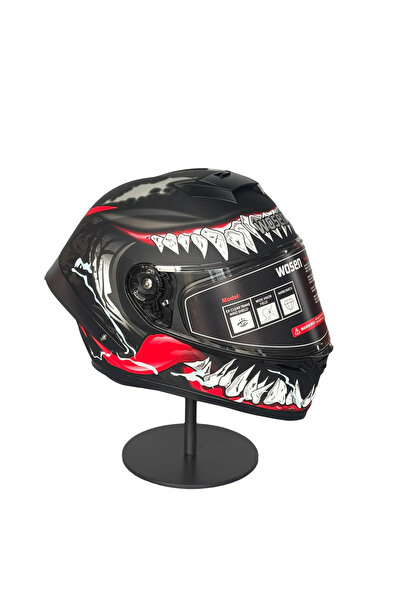 WOSEN Ws-602 Güneş Gözlüklü Full Face Kask (Şeffaf Vizörlü) MATT BLACK W3 (602)