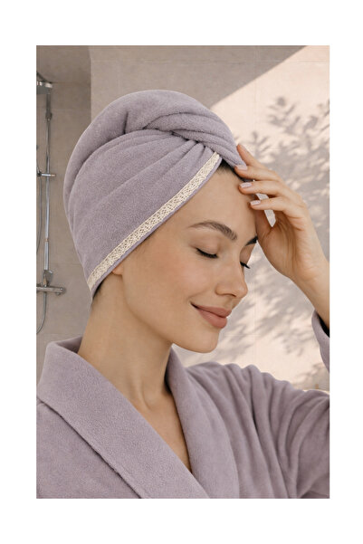 Ellia Soft منشفة شعر سميكة من قطن الخيزران مع حافة دانتيل، منشفة تجفيف الشعر ...