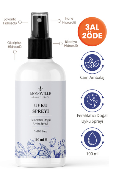 Monoville Uyku ve Yastık Spreyi 100 ml %100 Doğal (Sleep and Pillow Spray)