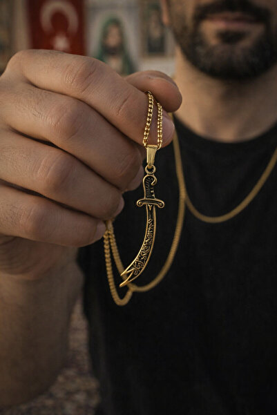 vogutima jewelery&silver by timuçin mavili Erkek Kadın Çelik Kolye - Zülfikar...