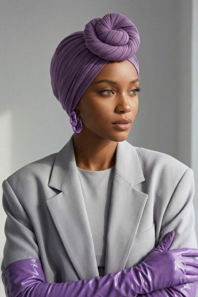 Aisha's Design Büzgülü Penye Bone,B-1,Mor 2