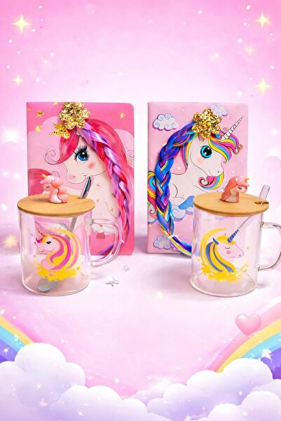 Two Two Caiet din tricot cu unicorn și ceașcă cu suport cu lingură unicorn - ...