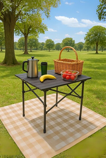 Ecrou Hafif Taşıma Çantalı Katlanır Kamp Piknik Bahçe Masası Siyah 50 x 50 x ...