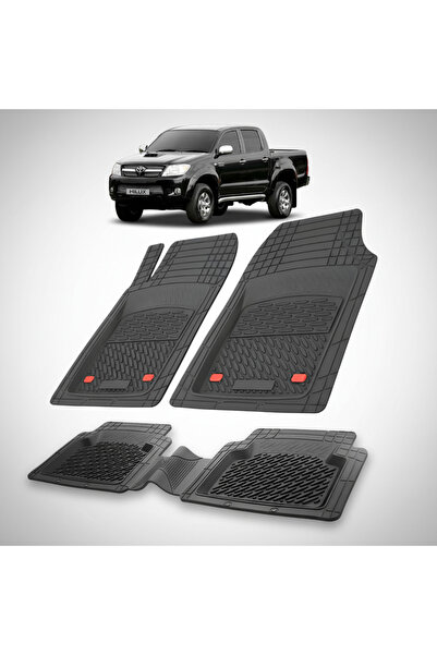TEAMCAR Covorașe auto tip tavă compatibile cu Toyota Hilux VII (2005–2015) Negru