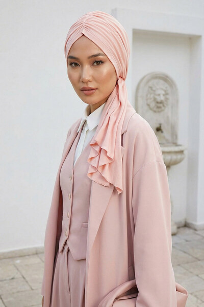 Aisha's Design بونيه قطني ممشط برباط، B-1، بودرة