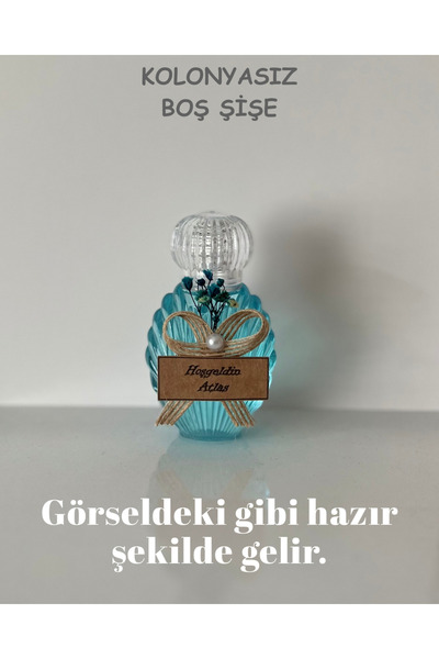 MayaArtDesign (40 ADET) Mavi Çiçekli Etiketli Mika Plastik İstiridye Boş Kolo...