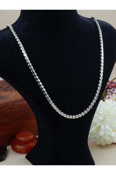 Bilge Kadın Aura Vip Silver Color Crushed Model Xupnig Steel Necklace, Non-Tarnish Modern Design