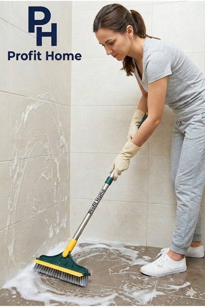 Profit Home Fayans Fırçası, Temizlik Fırçası Ve Çekçek Bir Arada, Süpürge Cam...