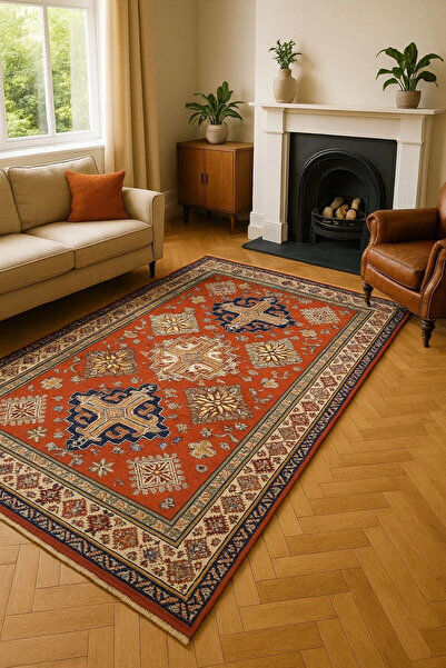 BLGHOME GELENEKSEL MOTİFLİ MODERN HALI DEKORATİF KİLİM