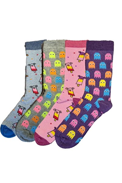 Doğanay 4-Piece Seamless Winter Thick Terry Children's Socks Thermal