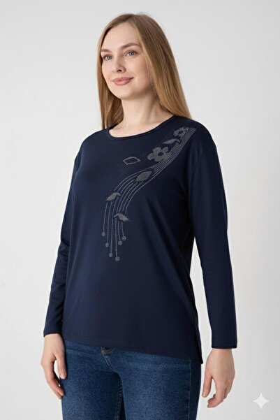 Orly More Viscose Fabric Stoned Mini Slit Combed Cotton Blouse