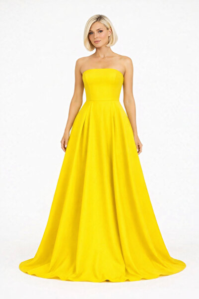 ALYEL NAKER Strapless Maxi Taffeta Prom Dress
