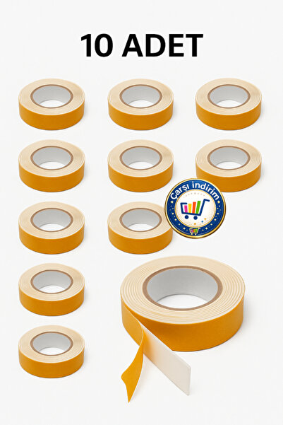 nistabolje 10 Adet Çift Taraflı Bant 2 Mt X 10 Adet Güçlü Köpük Bandı