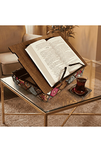 Vigo Wood Book Reading Stand with Colorful Cushion Walnut-Mkos41C