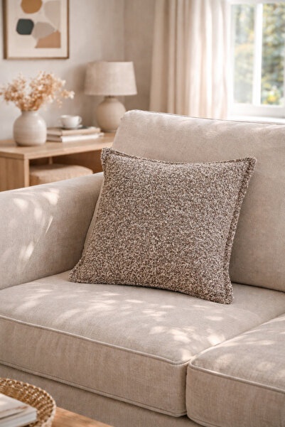 needle home textile .decoration Teddy Toprak Kırlent Kılıfı (45x45)