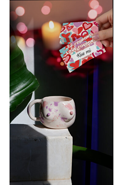 Maui El Yapımı Özel Tasarım Seramik Memeli Kupa, Sevgililer Günü Hediyesi 1 A...