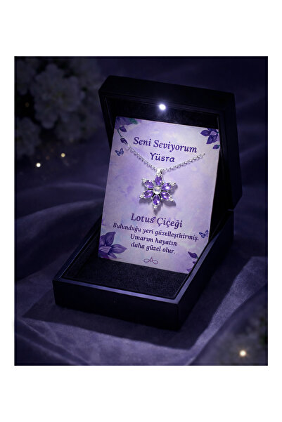 Alaca Jewelry İsime Özel Kartlı Rose Kaplama Çelik Lotus Kamelya Çiçeği Kolye...