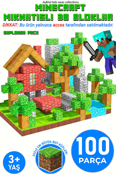 Genel Markalar Minecraft Tarzı - 100 Parça Zeka Gelişimini Destekleyici, Eğle...