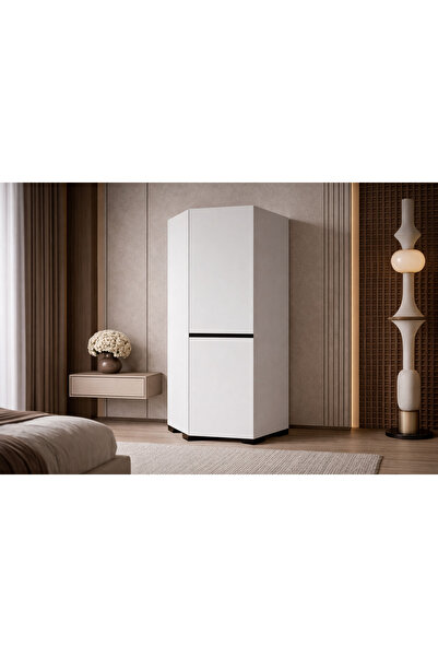 VM VERTEX MOBİLYA Floransa Köşe Modül Beyaz-Antrasit Gardırop