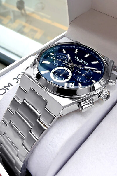 Tom Jones Orijinal Erkek Kol Saati Su Geçirmez Gümüş Renk Çelik Kordon Gtje20...