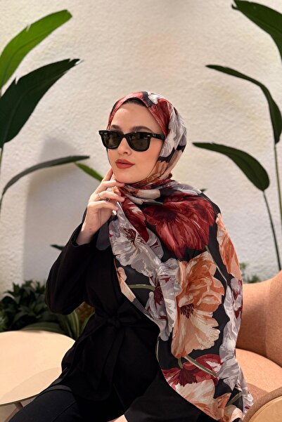 poplin PREMİUM CUPRA DESEN SİYAH BORDO ŞAL