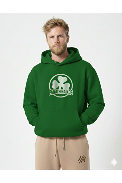 NİCE Мъжка суитшърт с качулка, кенгуру джоб и 3-слоен памучен принт отпред