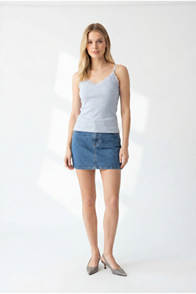 Seeh Blue Lace Adjustable Strap Women's Undershirt Sh360