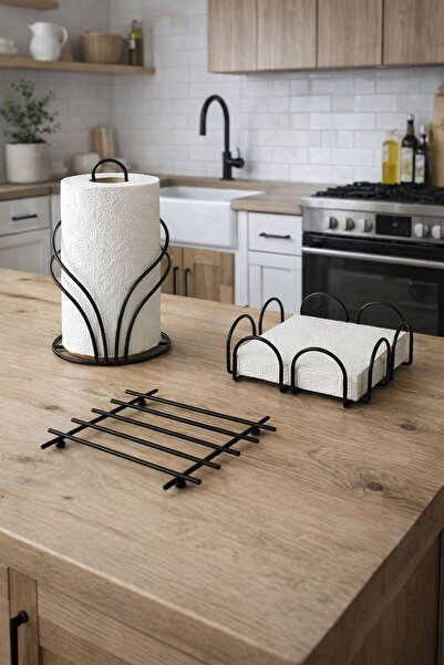 KARTEYA Service Presentation Set Towel Holder Napkin Holder Trivet Full Shiny...