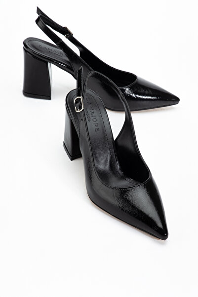 camaiore Pantofi cu toc clasic, groși, cu vârf ascuțit, din piele lăcuită nea...