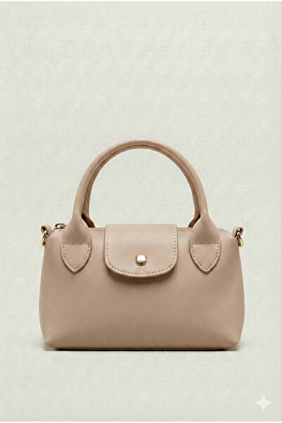 PurpleART Kadın Vizon Gold Detaylı Çıtçıtlı Mini El ve Omuz Çantası - Askılı ...