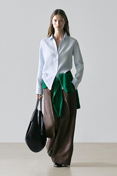 Massimo Dutti Dökümlü keten gömlek