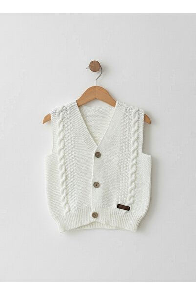 Bebemio Boutique Knitted Baby Vest Unisex Button Detailed Knitwear/Acrylic Fa...