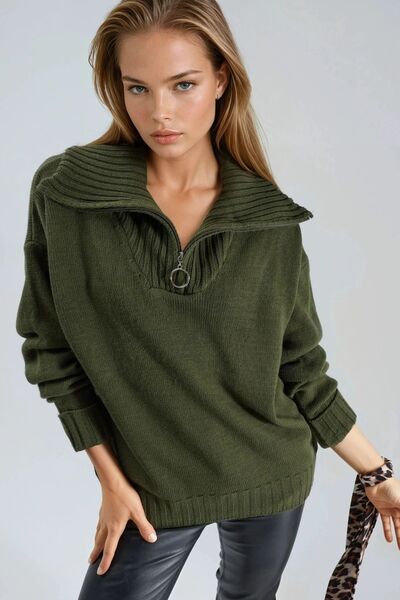 Hiccup MY FASHION Pulover tricotat cu guler cu fermoar supradimensionat