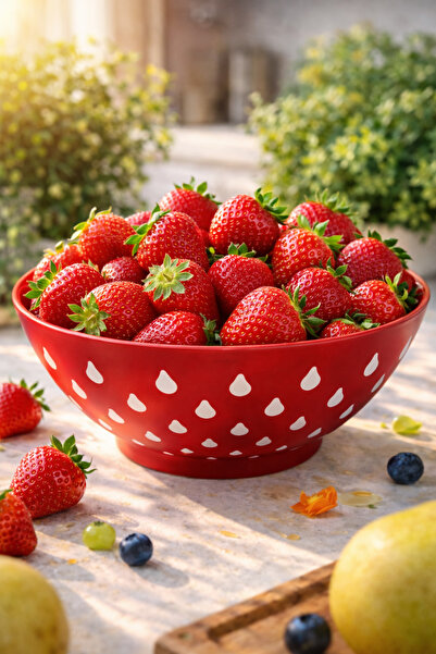 Melkan Home Drop Patterned Round Bowl 3 Liter Red – Multi-Purpose Bowl, Salad...