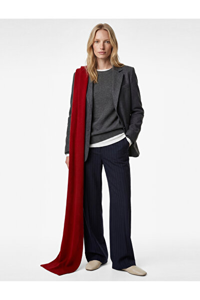 Koton Long Sleeve Cashmere Coat with Belt Detail and Pockets