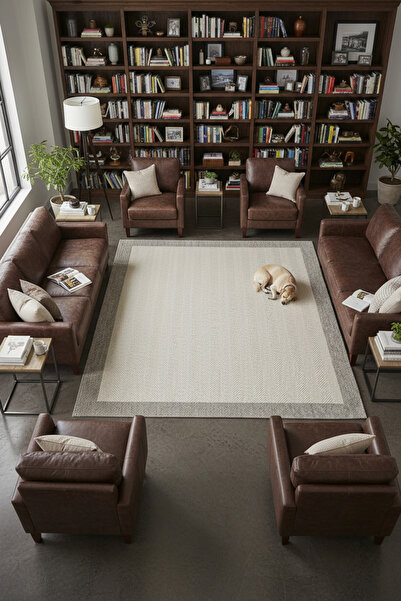 Santiva Home Bordered Sisal Carpet Anthracite Gray – Cotton Woven, Non-Slip B...