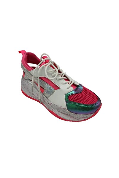 A&H Adidași damă AH 37, material textil și piele ecologică, alb roz